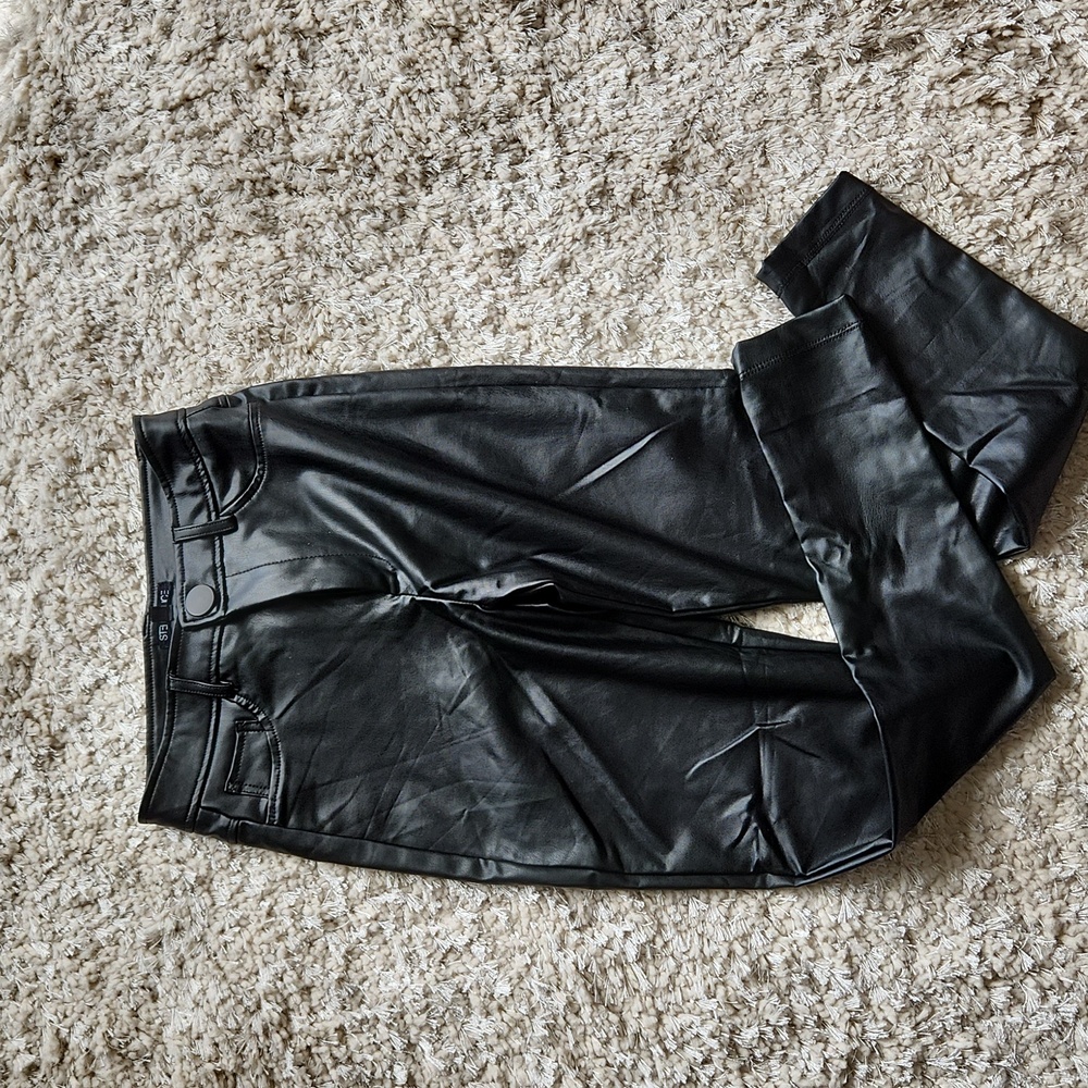 Pleather straight leg pants